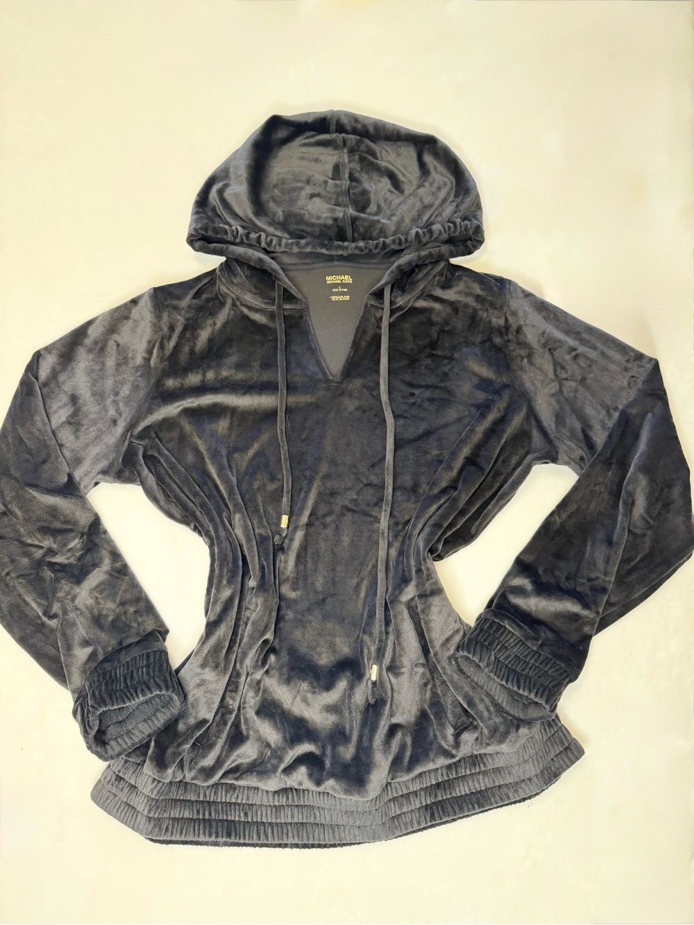 Michael Kors Women’s Black Velvet Pullover Hoodie